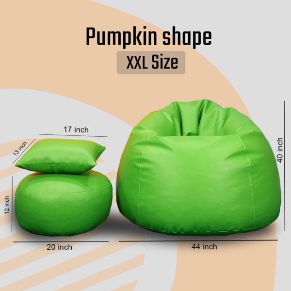 XXL Pumpkin Shape-COMBO Set Bean Bag, Footrest & Cushion - Image 2